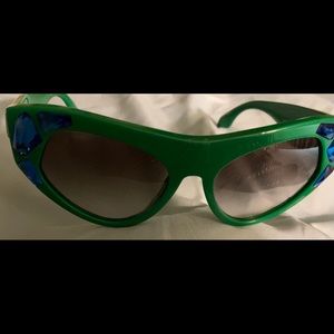 Prada Green Oversized Crystal Cat Eye Sunglasses